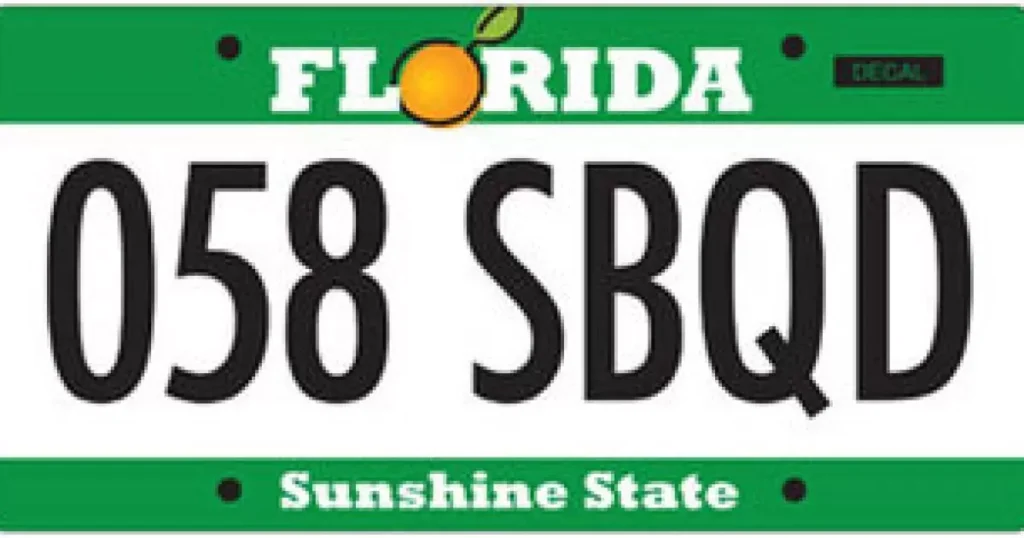 How many characters can a Florida license plate have?